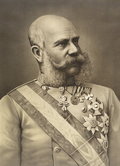 Portrait Lithograph of Emperor Franz Joseph I in Uniform with Decorations by Unbekannt Unbekannt